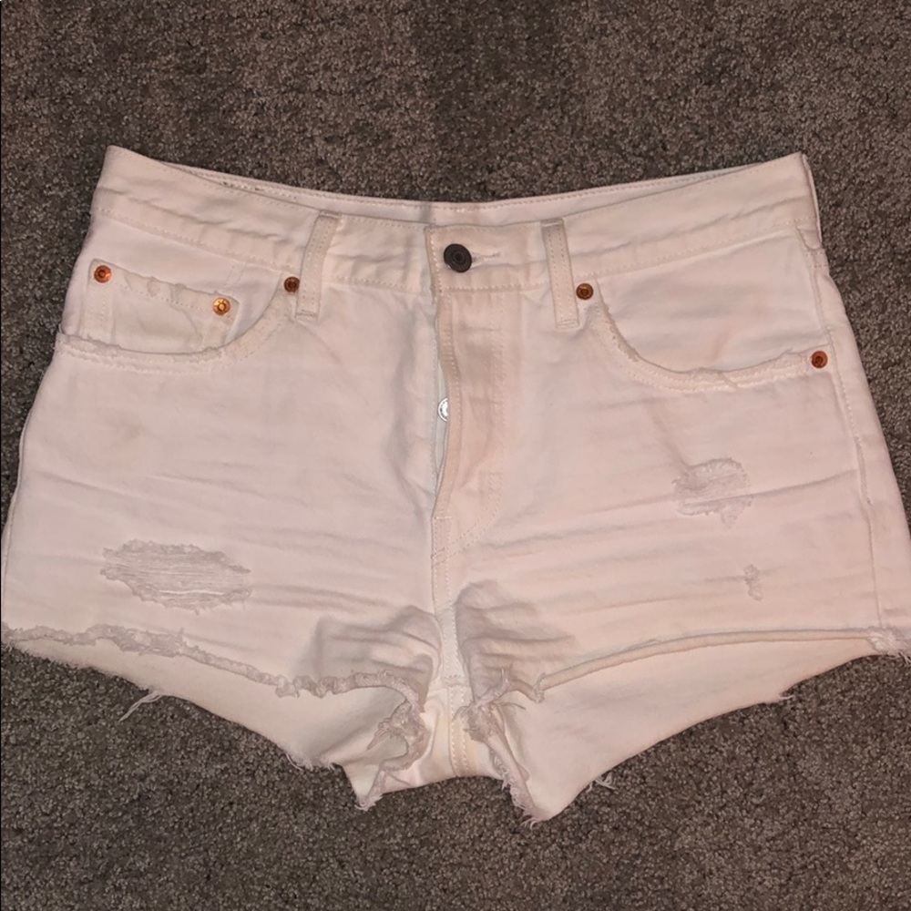 White Levi Jean Shorts